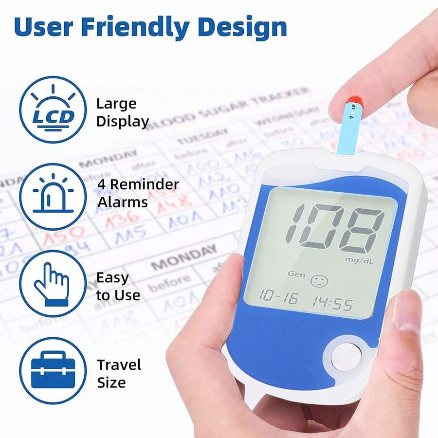 🏆Top Seller – 50% OFF🏆Blood Glucose Monitor Kit with Large Display – 50 Test Strips