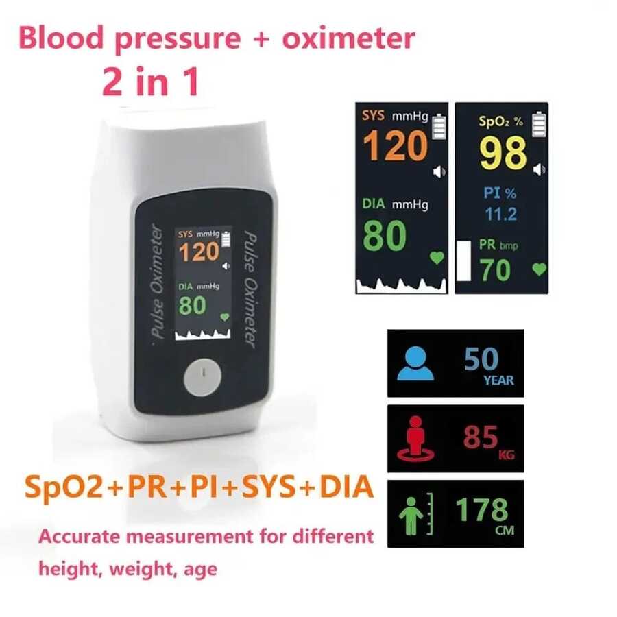 🎯Special Deal: 50% OFF🎯Dual Blood Oxygen and Blood Pressure Monitor – Bluetooth Oximeter
